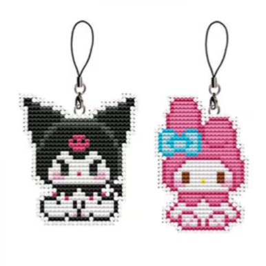 印花DMC十字绣套件双面绣挂件钥匙扣 手工学生材料包库洛米美乐蒂