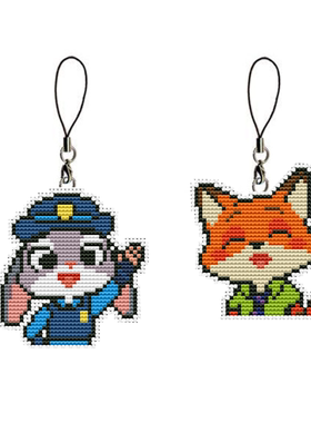 印花DMC十字绣套件手工双面绣手挂件钥匙扣卡通疯狂动物城 自己绣