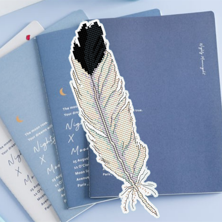 法国DMC十字绣套件书签新款 塑料布 羽毛学生儿童老师礼品教师节