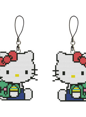 法国DMC十字绣套件手工 双面绣手机链挂件钥匙扣 hallo kitty
