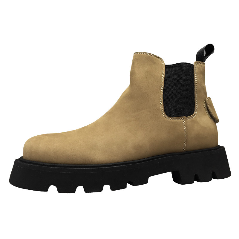 CHELSEA BOOTS MENS LIGHTWEIGHT WINTER VERSATILE MENS SHOES JAPANESE VINTAGE CARGO BOOTS BRITISH STYLE GENUINE LEATHER MARTIN BOOTS PLATFORM SOLES