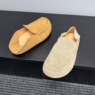【捌捌先森】反绒皮勃肯鞋男休闲一脚蹬乐福鞋透气平底单鞋豆豆鞋