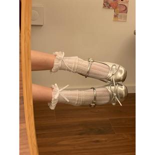 银色芭蕾风平底单鞋女2025新款春季配裙子法式浅口JK玛丽珍小皮鞋