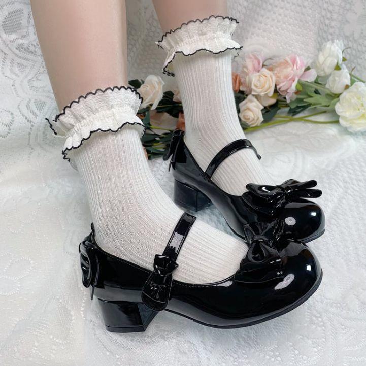 lolita鞋子圆头可爱日系甜美低跟平底圆头JK小皮鞋少女洛丽塔lo鞋图片