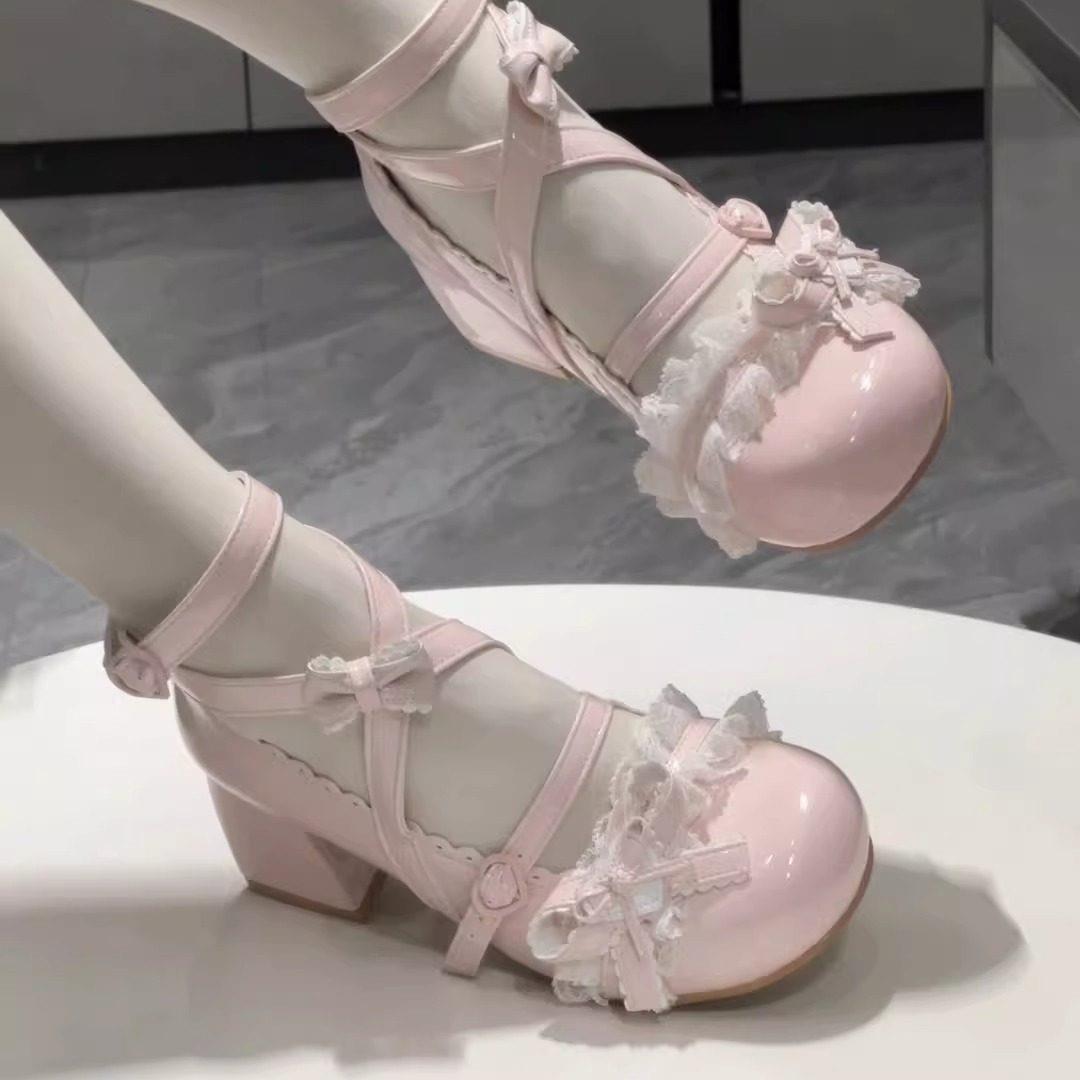 风铃语lolita鞋可爱doll感中跟蕾丝花边甜美洛丽塔玛丽珍小皮鞋图片