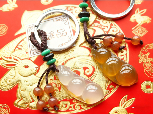 天然玛瑙玉髓四季福豆挂件科举连中三元吉祥文昌塔笔中考高考好运