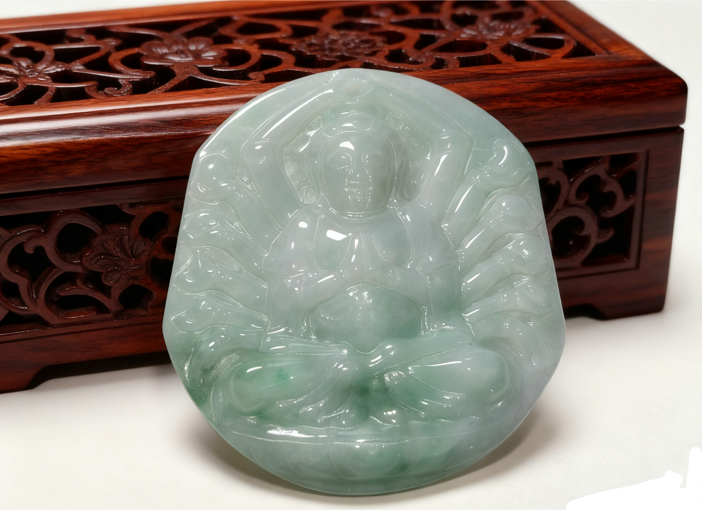 缅甸天然A货翡翠玉千手观音吊坠生肖鼠本命佛糯种翡翠项链挂件玉