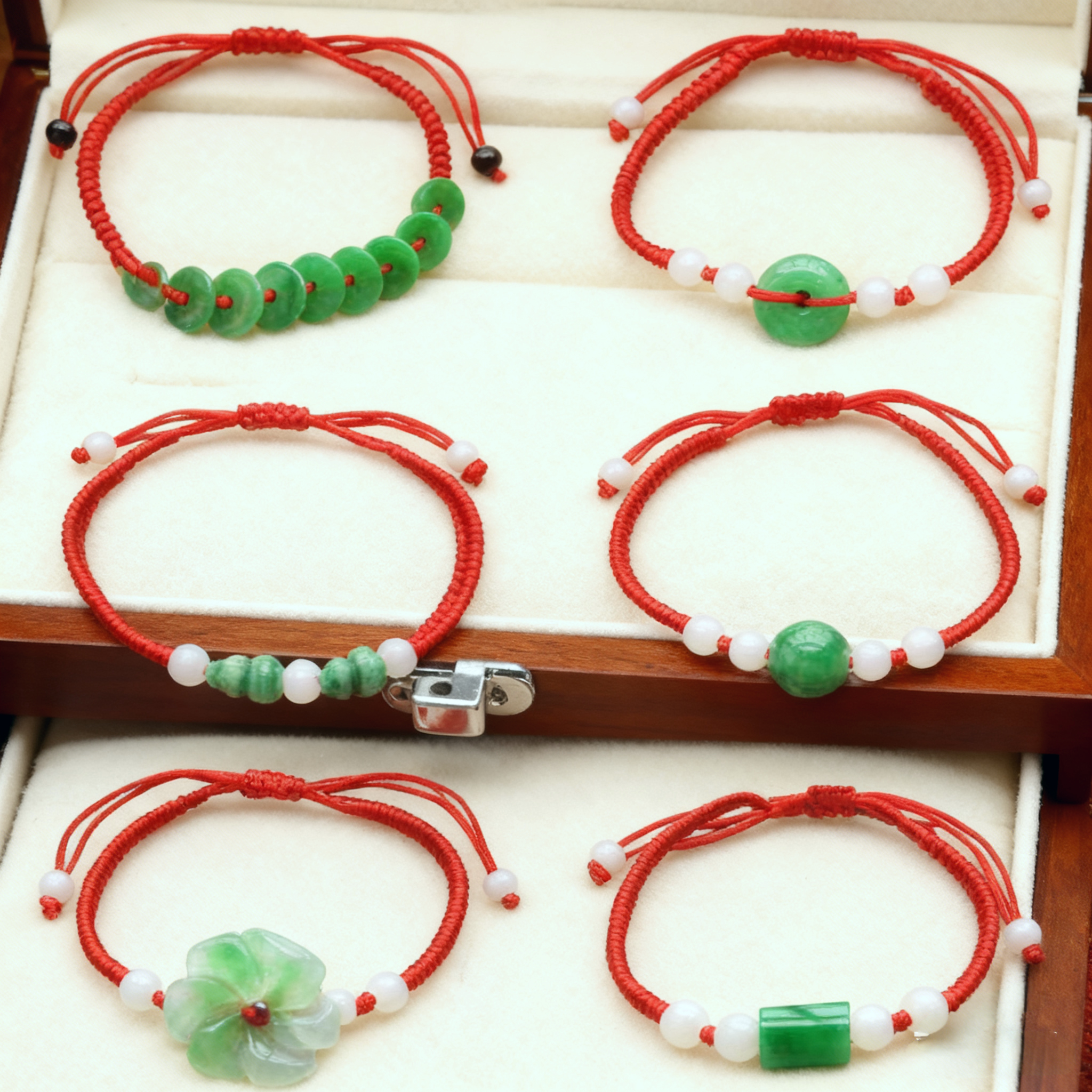亏本清仓爆款玉石红绳手链貔貅观音平安扣编织绳端午本命年红手绳