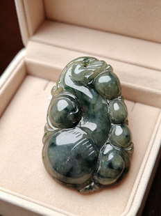 天然a货翡翠玉糯种飘花蟠螭草龙吊坠生肖项链吉祥物送鉴定证书