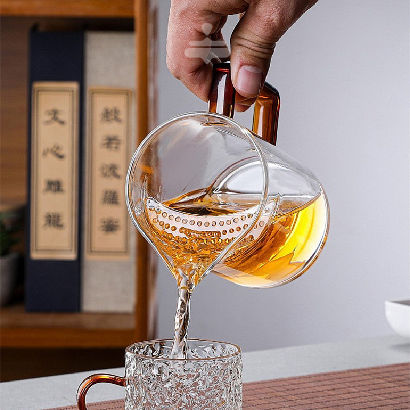 耐热玻璃杯公道杯一体过滤茶漏分茶器大容量绿茶白毫银针观赏茶器