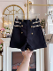 气质双排扣镶钻a字热裤 小香风毛呢高腰显瘦短裤 女2025年秋冬新款