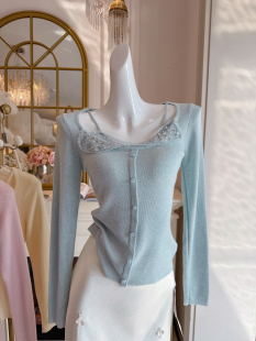 上衣女装 2026年春季 重工镶钻纯欲风气质甜美假两件宽松套头针织衫