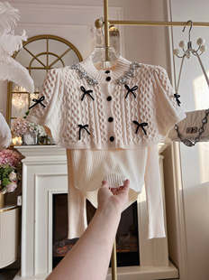 百搭套装 2025年春季 毛衣披肩斗篷两件套时尚 重工镶钻针织衫 女 新款