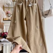 港味重工镶钻烫钻高腰显瘦复古牛仔裤 加绒加厚老爹裤 女2025年冬季