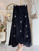 小香风重工亮片鱼尾半身裙女2025秋冬高腰显瘦A字裙中长款 包臀裙