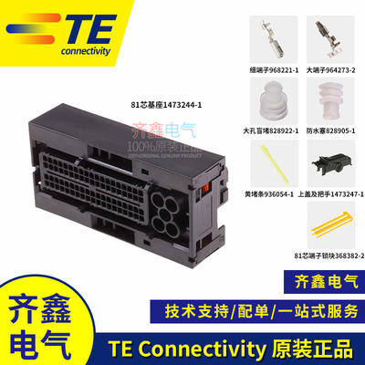 TE/AMP插头81孔泰科ECU连接器黑色1473244-1全套含附件端子防水塞
