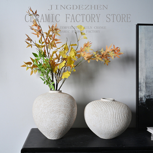 日式 饰摆件 侘寂复古沙粒颗粒肌理陶瓷花瓶酒店样板间玄关博古架装