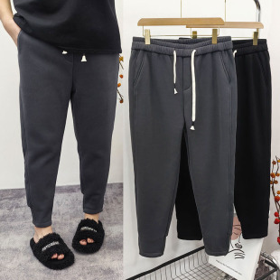 大码 长裤 胖mm保暖显瘦加厚加绒小脚休闲裤 运动裤 女 哈伦裤 2024冬装
