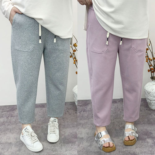 春季新款大码显瘦松紧腰休闲裤