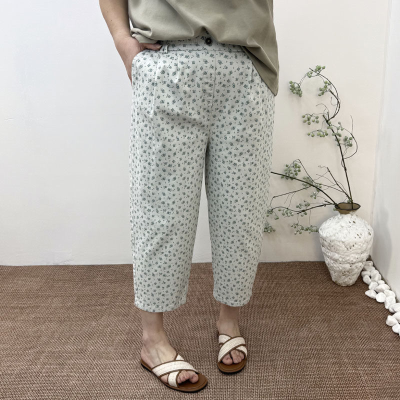 2025新款大码胖mm宽松文艺清新直筒休闲裤阔腿花裤牛仔裤九分裤女,女装/女士精品,大码裤装,淘宝优惠券,粉丝福利购,淘宝优惠卷