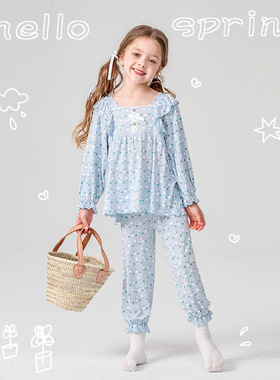 春夏女童睡衣设计师款薄款A类卡通兔子空调服雅赛尔儿童家居服