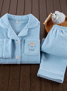 睡衣春秋款长袖儿童家居服女孩a类宝宝秋衣秋裤小孩开衫套装