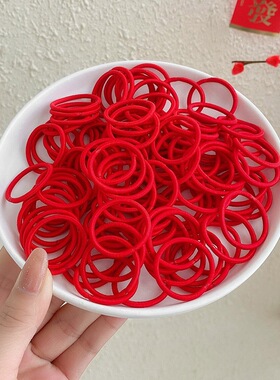 女童大红色皮筋儿童高弹力不伤发发绳公主发饰宝宝小号发圈头绳女