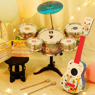 俏娃卡通鼓一岁半宝宝玩具生日礼物三儿童男孩2一3 5岁益智力早教