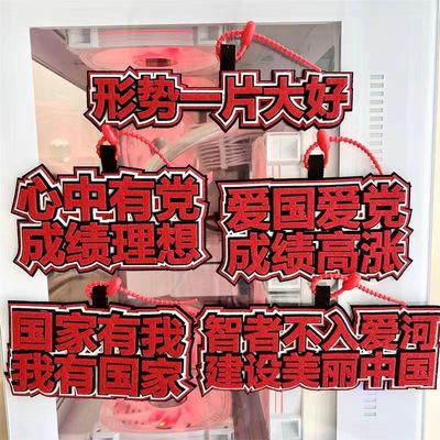 国潮风不织布生在红旗下包包挂件