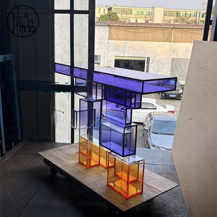 亚克力渐变玄关台高端玄关柜别墅入户端景台过道走廊装 饰玄关桌子