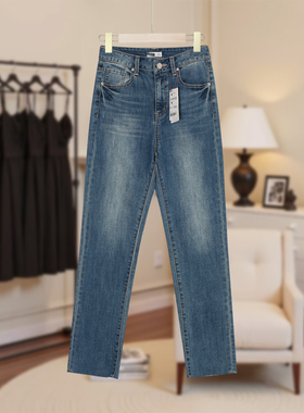 【SP】女式复古直筒牛仔裤简约气质修身显瘦SA206