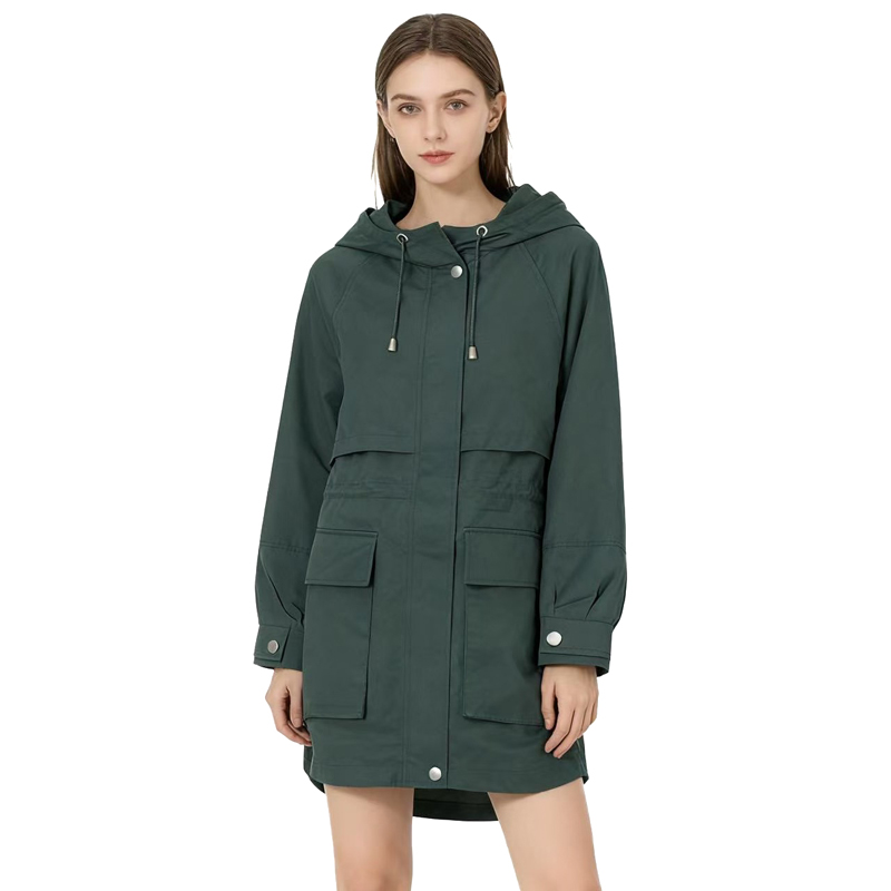 【D玛纳】时尚连帽抽绳中款风衣简约气质时尚舒适休闲DMA676