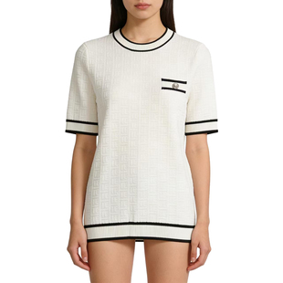 针织衫 圆领短袖 撞色线衫 气质简约休闲舒适百搭DMA1206 D玛纳