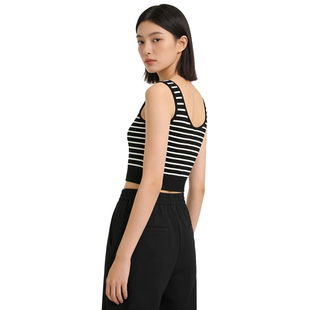 性感风日常休闲简约款 内搭搭U领条纹短背心修身 DMA981 D玛纳