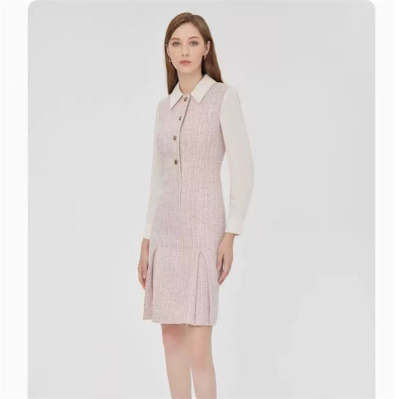 SF系列-粉色小香风拼接衬衫连衣裙SF51,女装/女士精品,连衣裙,淘宝优惠券,粉丝福利购,淘宝优惠卷