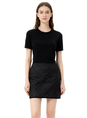 RM系列-黑色菱格纹高腰气质简约短裙显瘦百搭YL917