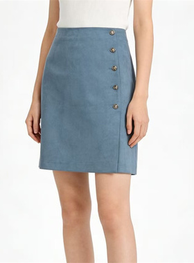 SF系列-淑女侧开扣半身裙显瘦百搭SF126