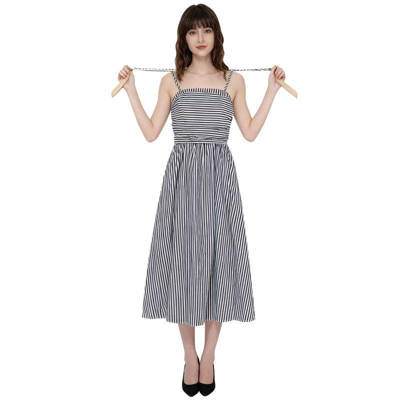 【D玛纳】时尚吊带连衣裙法式条纹气质优雅修身显瘦小性感DMA446