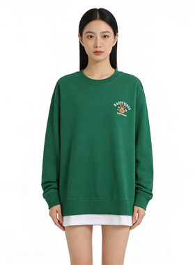 SP系列-时尚气质简约绿色宽松刺绣卫衣显瘦百搭P783