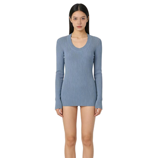 纯色坑条纹针织毛衣气质优雅修身 女士线衫 显瘦DMA1185 D玛纳