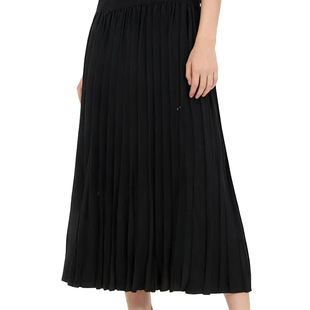 针织半裙高腰黑色百褶中长半身裙气质优雅百搭DMA951 D玛纳