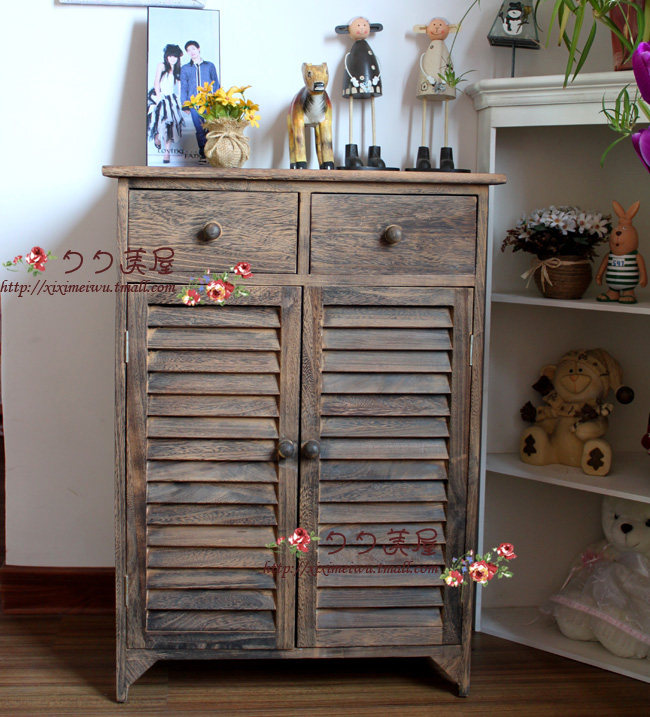 包邮田园实木框鞋柜简约现代百叶鞋柜对开门玄关柜门厅柜储物柜|msdalam kategori perabot kediaman, kabinet, kotak kasut - dari Buy2taobao.com untuk memberikan perkhidmatan ejen Taobao profesional membeli