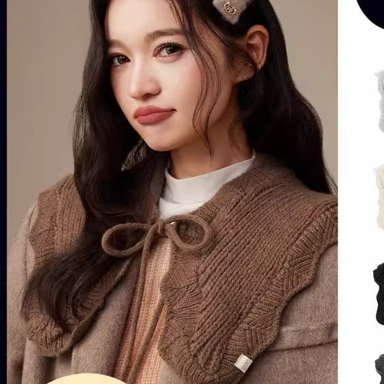 CACUSS秋冬季甜美花瓣领小披肩