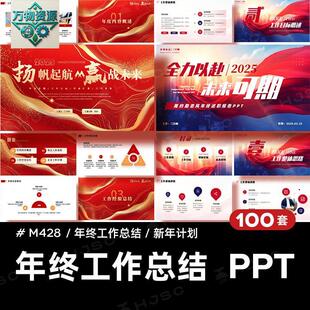2025年终工作总结汇报暨新年计画ppt企业年会晚会商务红色ppt模板