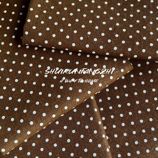 棉麻圆点风格 布料手工diy粗布亚麻面料波点沙发窗帘挂布桌布抱枕