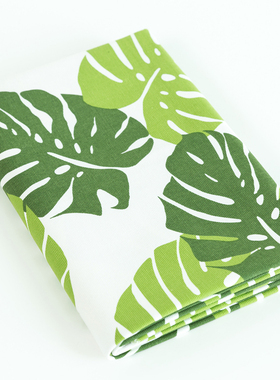 挂布纯棉帆布布料田园风格绿叶抱枕桌布门帘窗帘面料加厚沙发布新