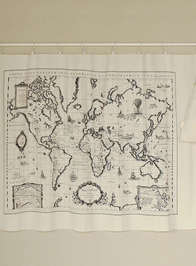 包邮地图日韩风格棉麻布料手工ins背景桌布服装窗帘面料门帘布艺