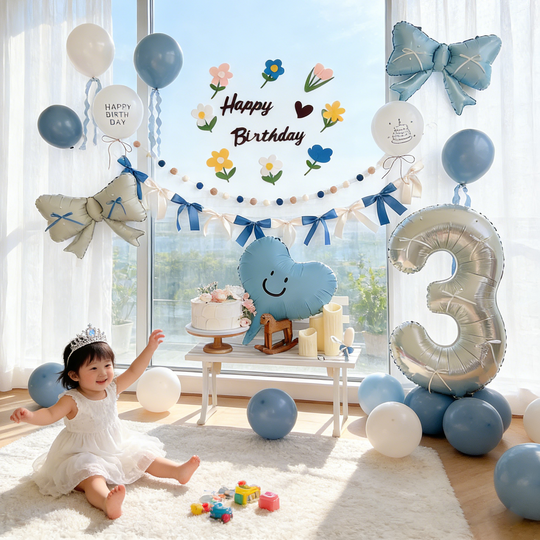 男孩女孩宝宝生日派对装扮场景布置2岁蝴蝶结蛋糕KT板高级氛围感,节庆用品/礼品,气球,淘宝优惠券,粉丝福利购,淘宝优惠卷