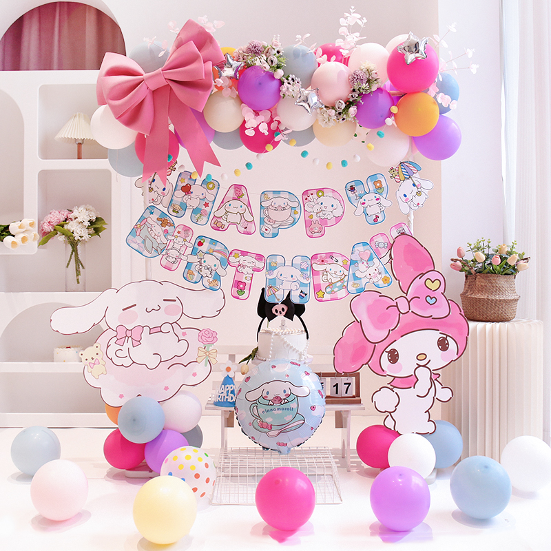 三丽鸥主题生日拱门气球