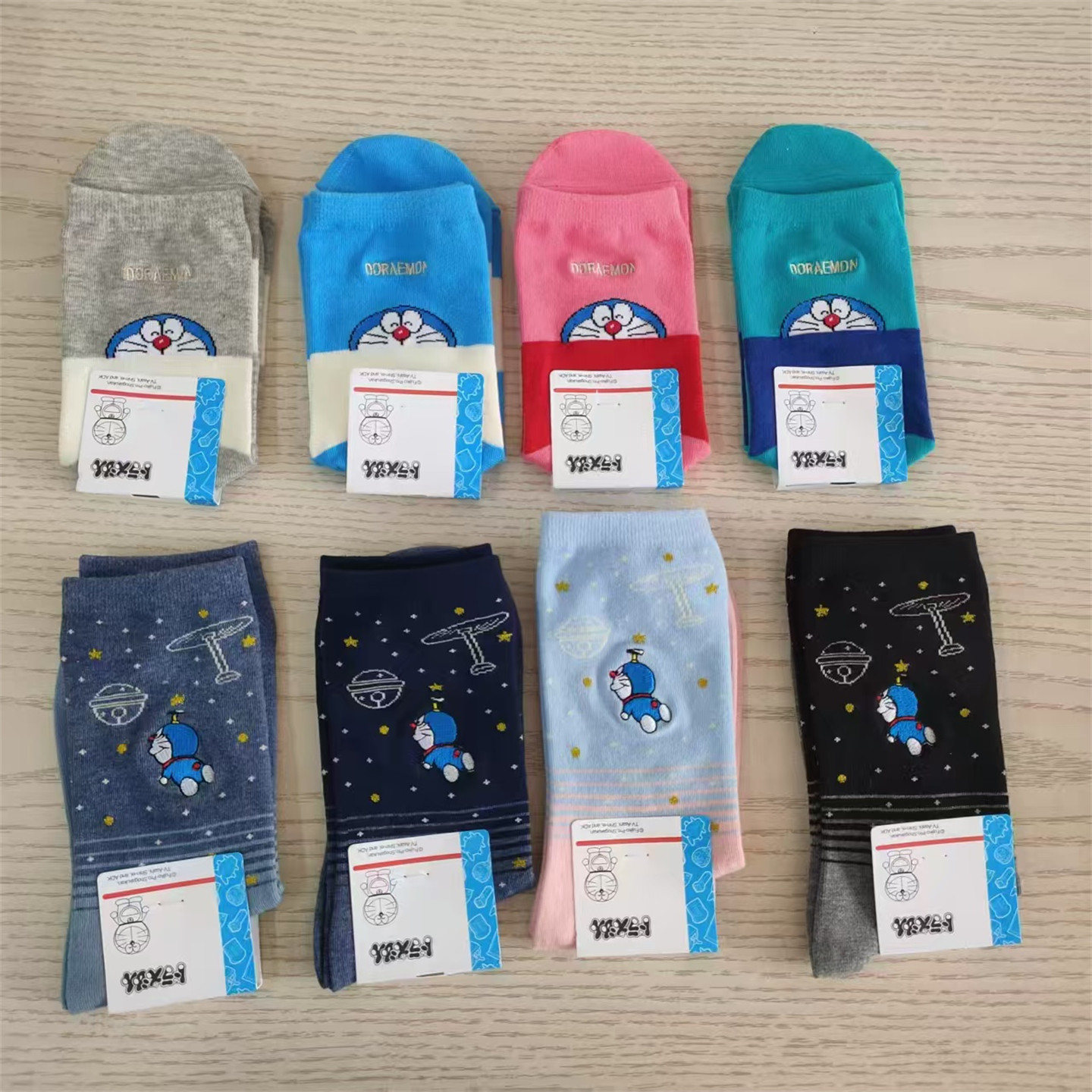 日单卡通袜子女士新款中筒纯棉袜可爱卡通减龄少女袜刺绣潮袜ins